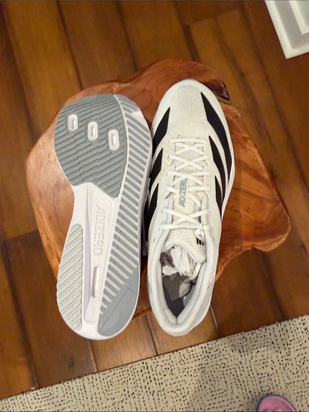 adidas adizeroSL Men's White Sneakers with Black Three-Stripes - Picture 2 of 3